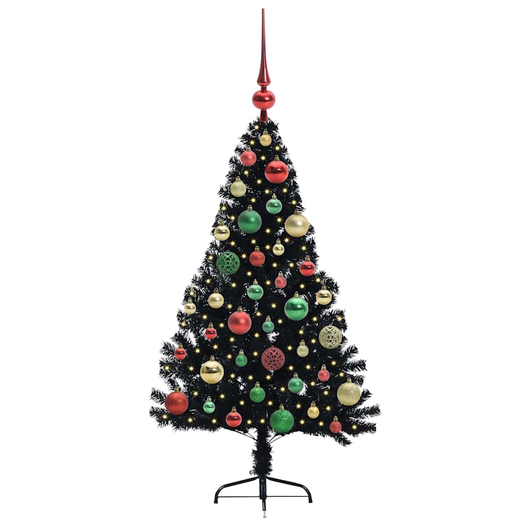 Künstlicher vorbeleuchteter Weihnachtsbaum Schwarz 120 cm PVC