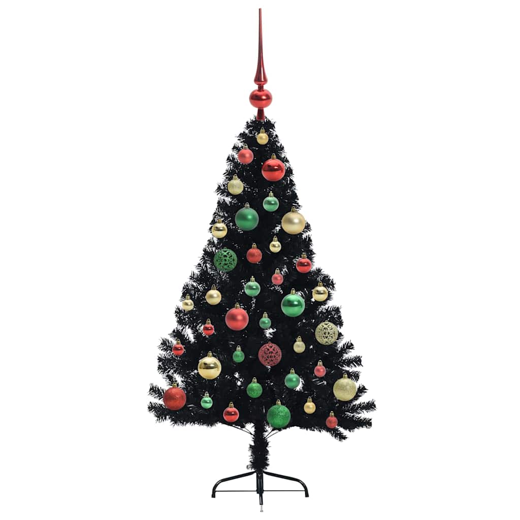Künstlicher vorbeleuchteter Weihnachtsbaum Schwarz 120 cm PVC