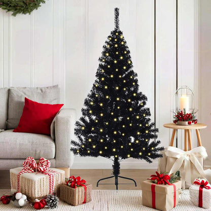 vidaXL Künstlicher vorbeleuchteter Weihnachtsbaum Schwarz 150 cm PVC