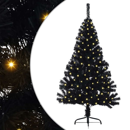vidaXL Künstlicher vorbeleuchteter Weihnachtsbaum Schwarz 150 cm PVC