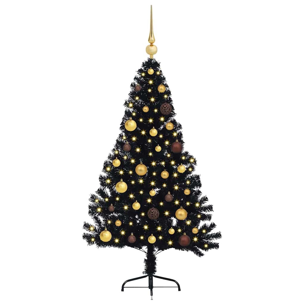 vidaXL Künstlicher vorbeleuchteter Weihnachtsbaum Schwarz 150 cm PVC