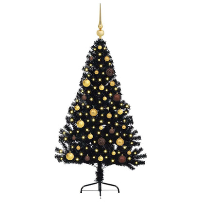 vidaXL Künstlicher vorbeleuchteter Weihnachtsbaum Schwarz 150 cm PVC