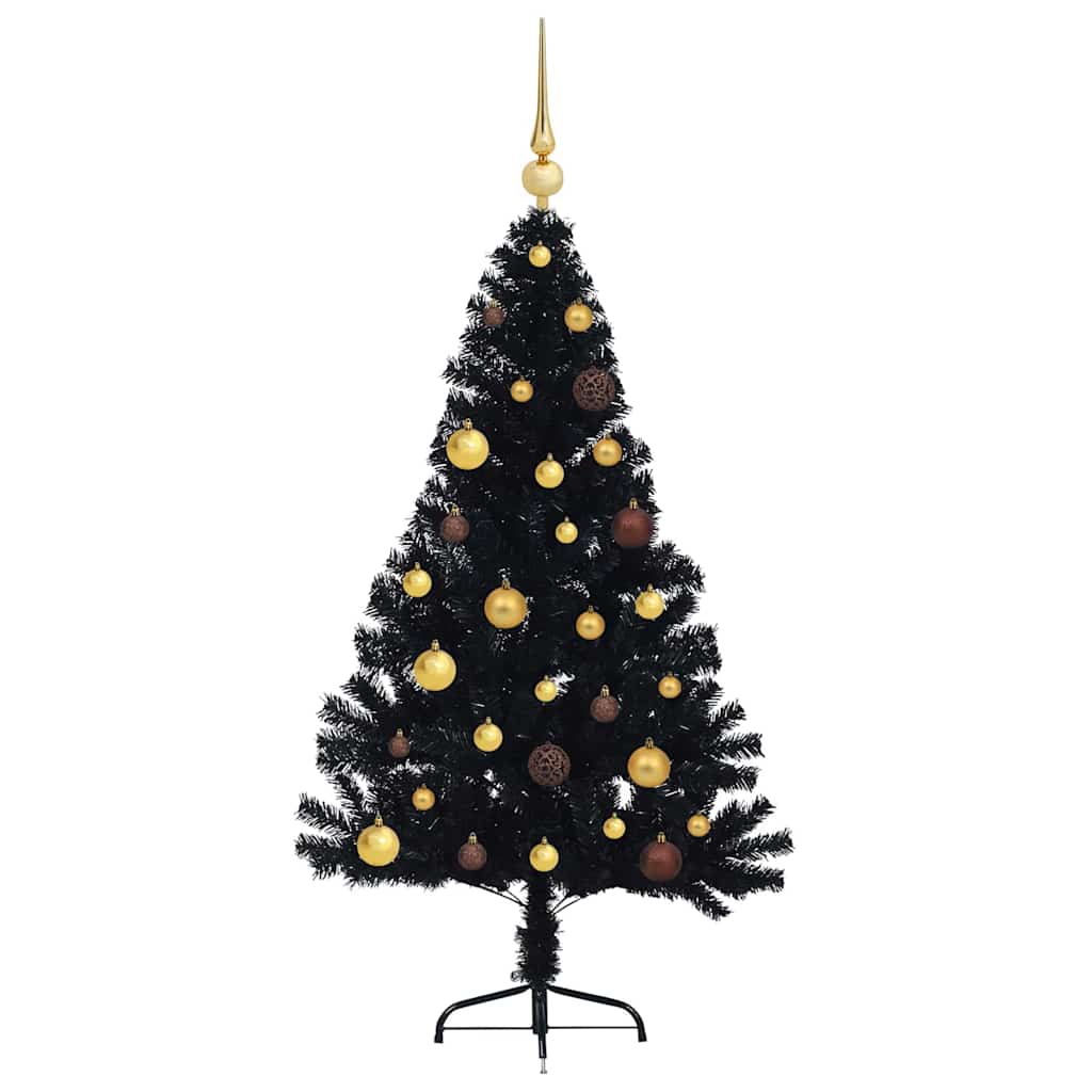 vidaXL Künstlicher vorbeleuchteter Weihnachtsbaum Schwarz 150 cm PVC