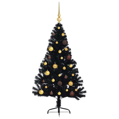 vidaXL Künstlicher vorbeleuchteter Weihnachtsbaum Schwarz 150 cm PVC
