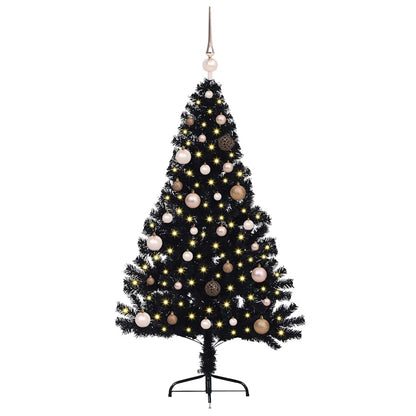 vidaXL Künstlicher vorbeleuchteter Weihnachtsbaum Schwarz 150 cm PVC