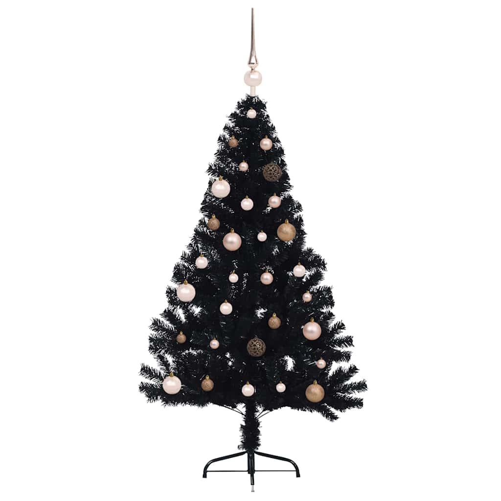 vidaXL Künstlicher vorbeleuchteter Weihnachtsbaum Schwarz 150 cm PVC