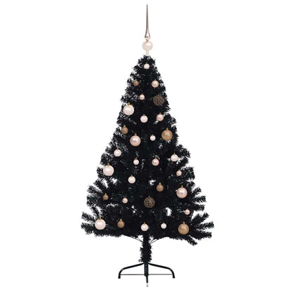 vidaXL Künstlicher vorbeleuchteter Weihnachtsbaum Schwarz 150 cm PVC