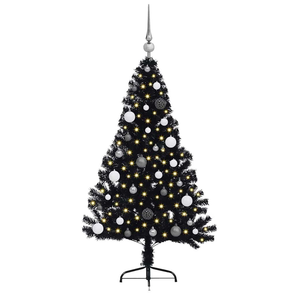 Künstlicher vorbeleuchteter Weihnachtsbaum Schwarz 150 cm PVC