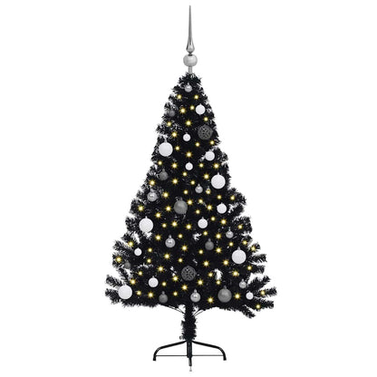Künstlicher vorbeleuchteter Weihnachtsbaum Schwarz 150 cm PVC