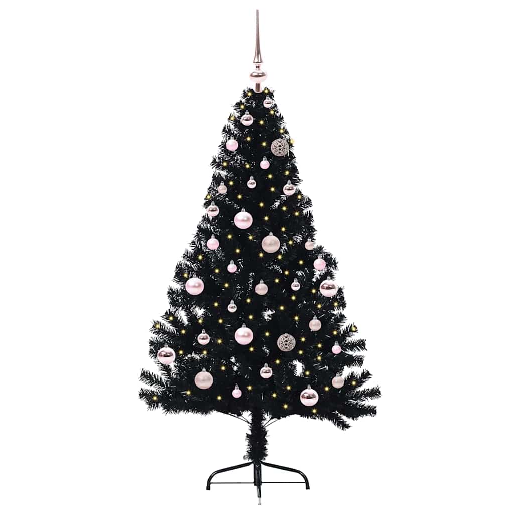 vidaXL Künstlicher vorbeleuchteter Weihnachtsbaum Schwarz 150 cm PVC