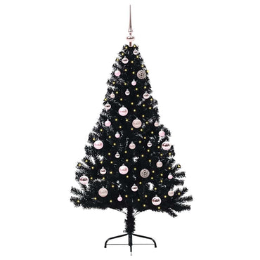 vidaXL Künstlicher vorbeleuchteter Weihnachtsbaum Schwarz 150 cm PVC