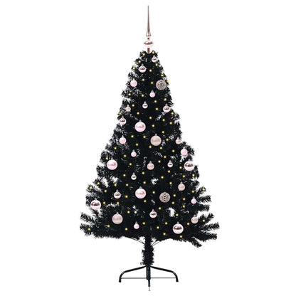 vidaXL Künstlicher vorbeleuchteter Weihnachtsbaum Schwarz 150 cm PVC