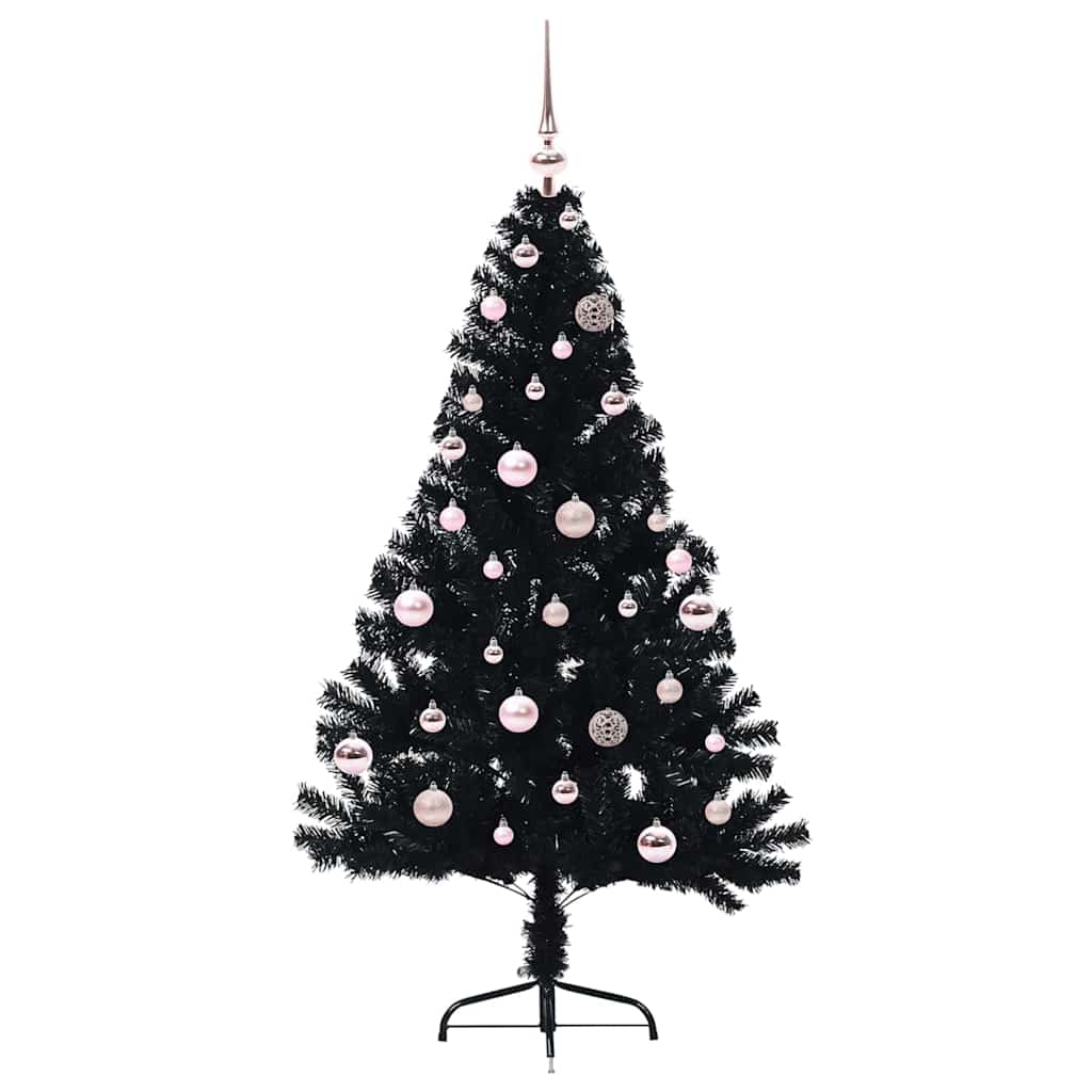 vidaXL Künstlicher vorbeleuchteter Weihnachtsbaum Schwarz 150 cm PVC