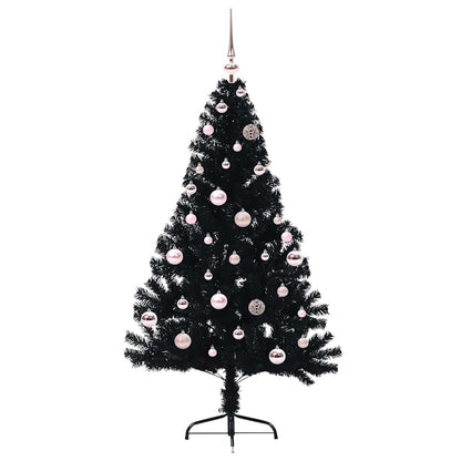 vidaXL Künstlicher vorbeleuchteter Weihnachtsbaum Schwarz 150 cm PVC