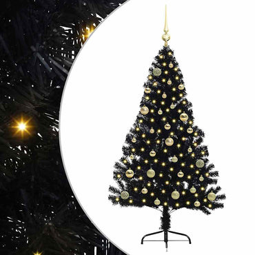 vidaXL Künstlicher vorbeleuchteter Weihnachtsbaum Schwarz 150 cm PVC