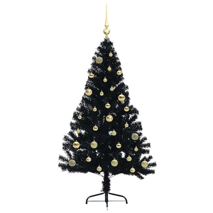 Künstlicher vorbeleuchteter Weihnachtsbaum Schwarz 150 cm PVC
