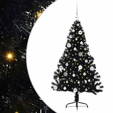 vidaXL Künstlicher vorbeleuchteter Weihnachtsbaum Schwarz 150 cm PVC