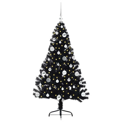 Künstlicher vorbeleuchteter Weihnachtsbaum Schwarz 150 cm PVC
