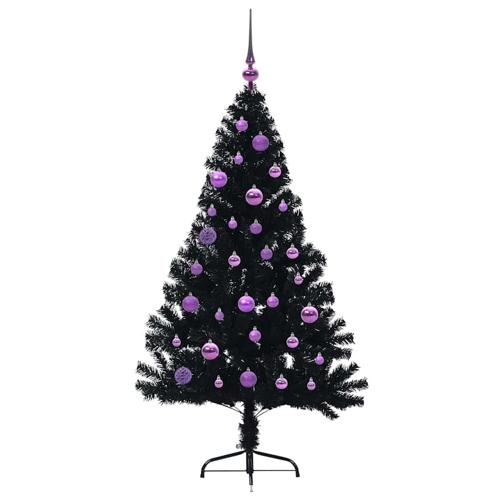 Künstlicher vorbeleuchteter Weihnachtsbaum Schwarz 150 cm PVC