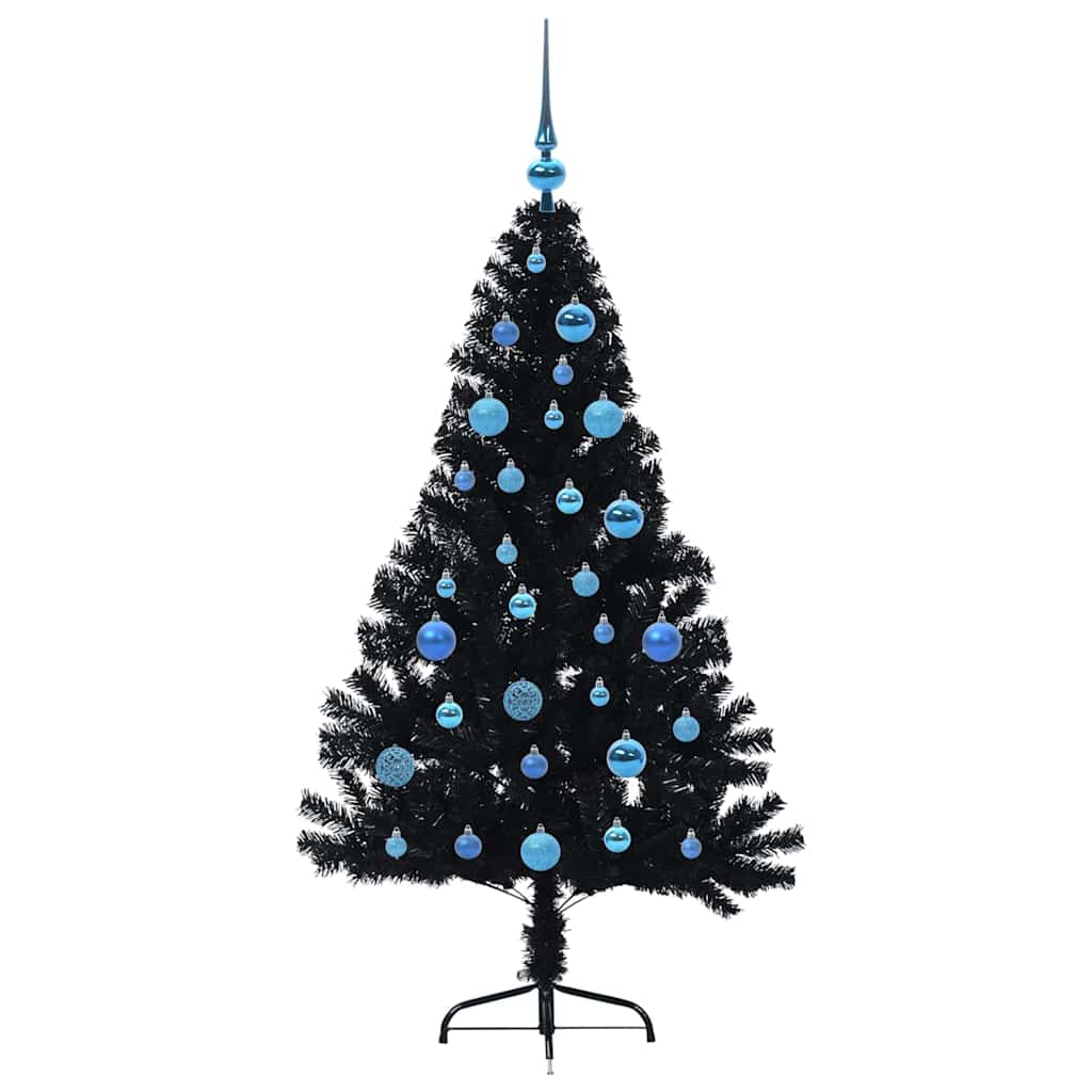 vidaXL Künstlicher vorbeleuchteter Weihnachtsbaum Schwarz 150 cm PVC