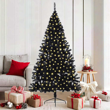 vidaXL Künstlicher vorbeleuchteter Weihnachtsbaum Schwarz 180 cm PVC