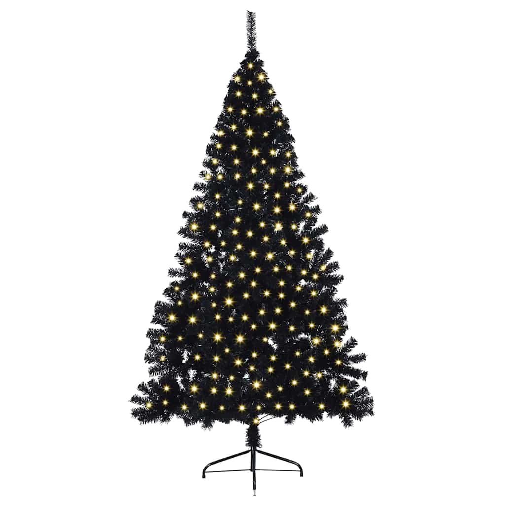 vidaXL Künstlicher vorbeleuchteter Weihnachtsbaum Schwarz 180 cm PVC