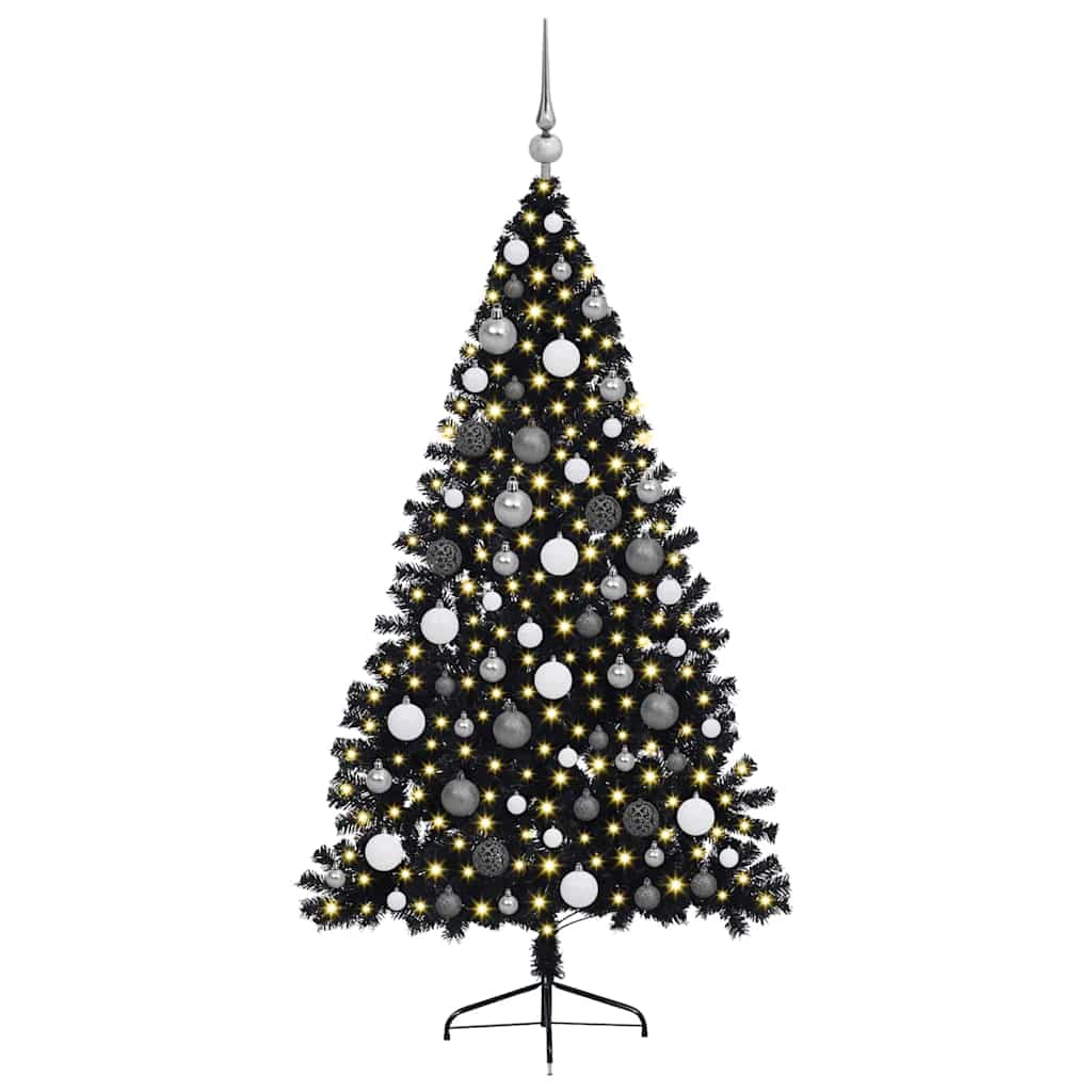 Künstlicher vorbeleuchteter Weihnachtsbaum Schwarz 180 cm PVC