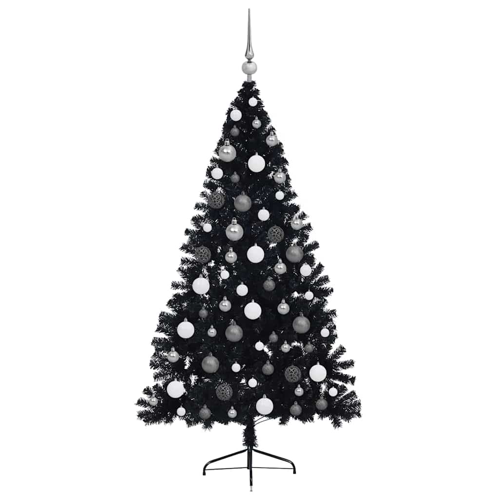 Künstlicher vorbeleuchteter Weihnachtsbaum Schwarz 180 cm PVC