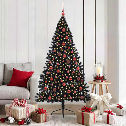 vidaXL Künstlicher vorbeleuchteter Weihnachtsbaum Schwarz 180 cm PVC