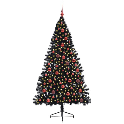 vidaXL Künstlicher vorbeleuchteter Weihnachtsbaum Schwarz 180 cm PVC