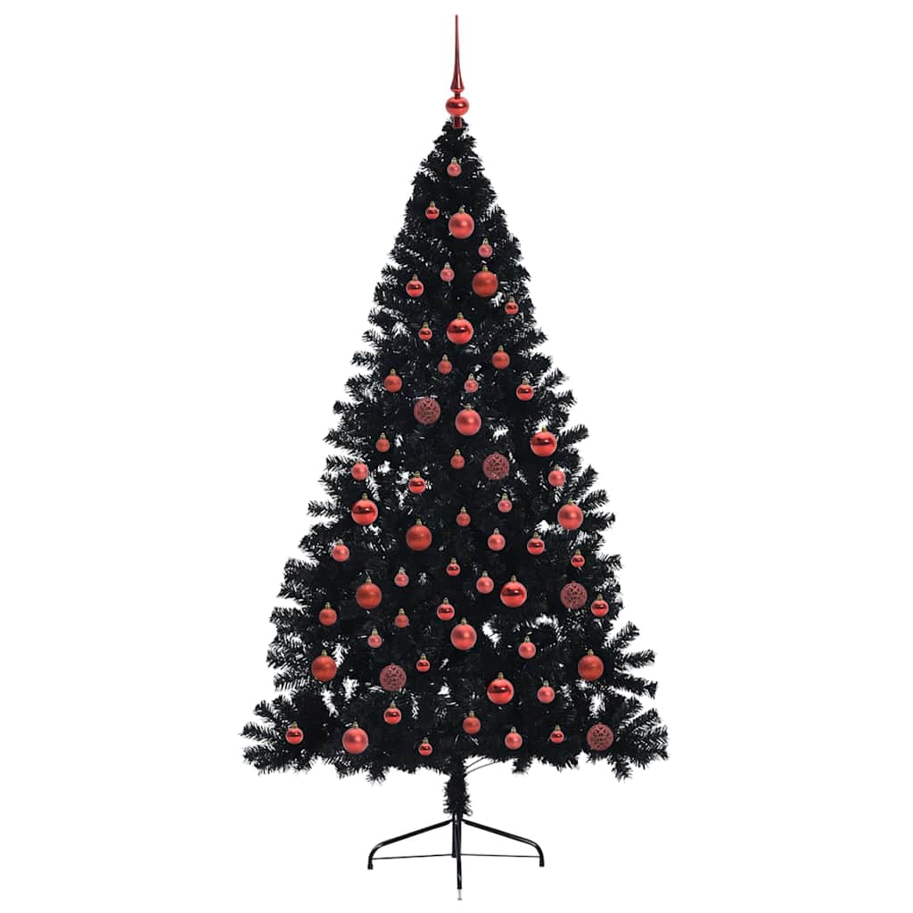 vidaXL Künstlicher vorbeleuchteter Weihnachtsbaum Schwarz 180 cm PVC