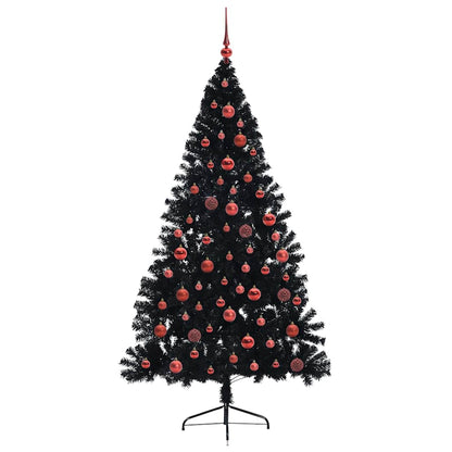 vidaXL Künstlicher vorbeleuchteter Weihnachtsbaum Schwarz 180 cm PVC