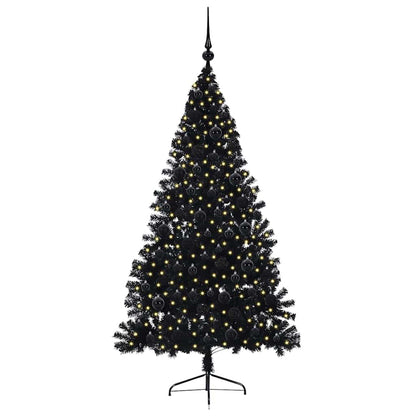 Künstlicher vorbeleuchteter Weihnachtsbaum Schwarz 180 cm PVC