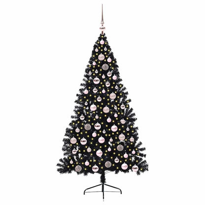 vidaXL Künstlicher vorbeleuchteter Weihnachtsbaum Schwarz 180 cm PVC