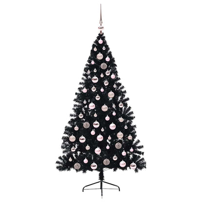 vidaXL Künstlicher vorbeleuchteter Weihnachtsbaum Schwarz 180 cm PVC