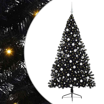 vidaXL Künstlicher vorbeleuchteter Weihnachtsbaum Schwarz 180 cm PVC