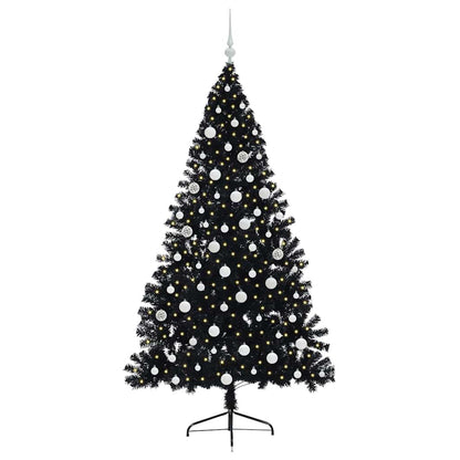 vidaXL Künstlicher vorbeleuchteter Weihnachtsbaum Schwarz 180 cm PVC