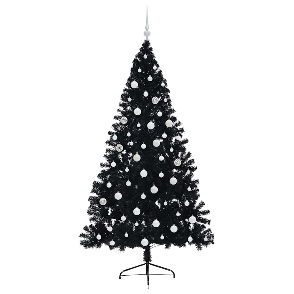vidaXL Künstlicher vorbeleuchteter Weihnachtsbaum Schwarz 180 cm PVC