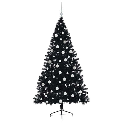 vidaXL Künstlicher vorbeleuchteter Weihnachtsbaum Schwarz 180 cm PVC