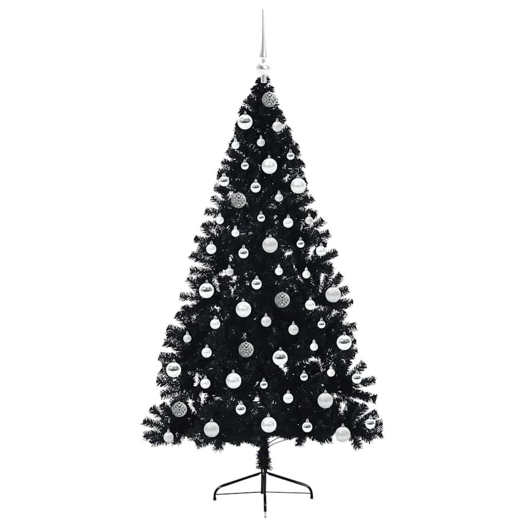 Künstlicher vorbeleuchteter Weihnachtsbaum Schwarz 180 cm PVC
