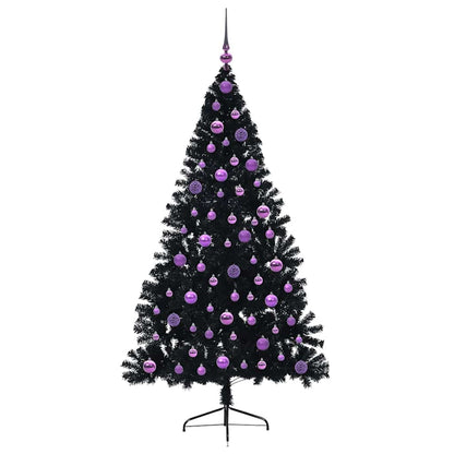 vidaXL Künstlicher vorbeleuchteter Weihnachtsbaum Schwarz 180 cm PVC