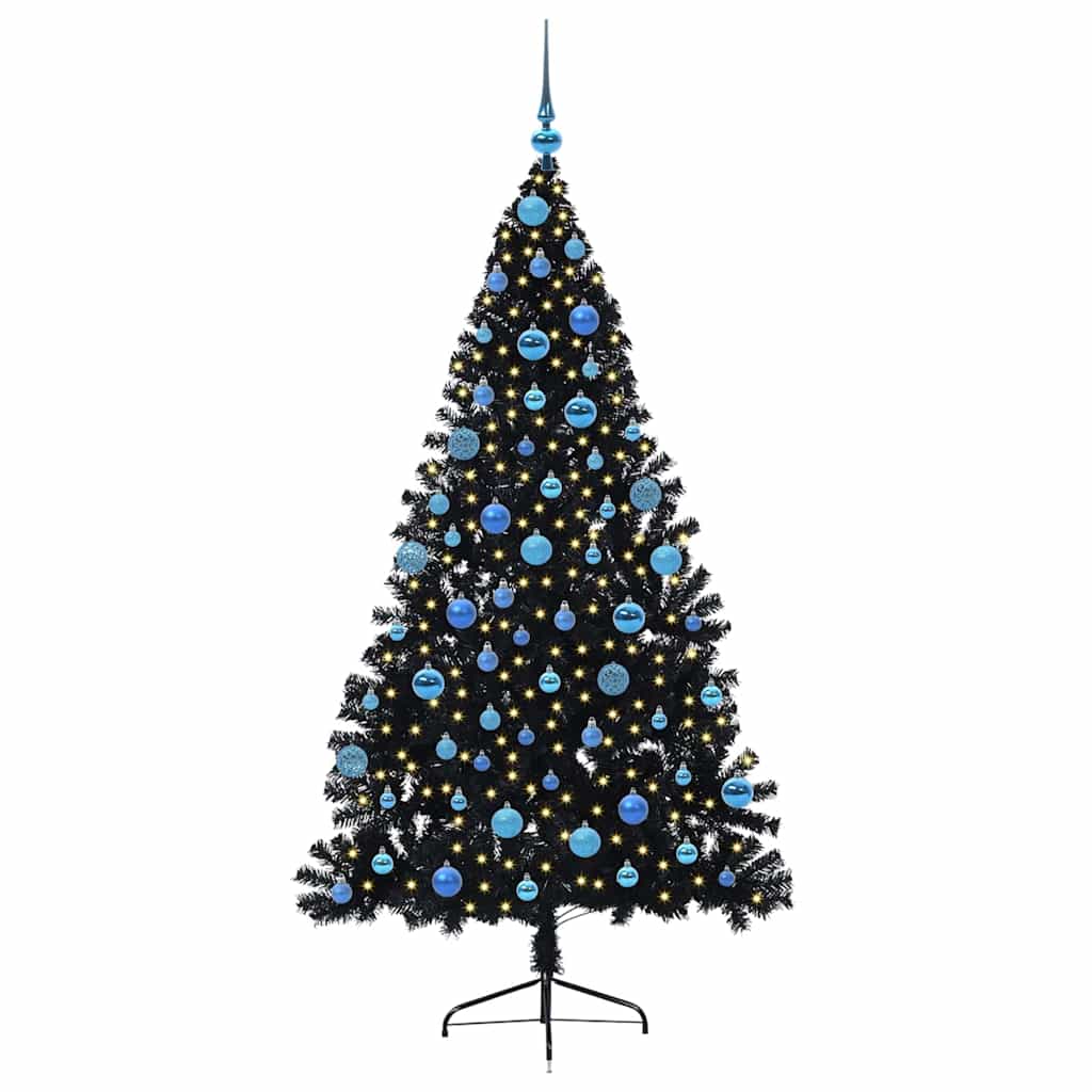 Künstlicher vorbeleuchteter Weihnachtsbaum Schwarz 180 cm PVC