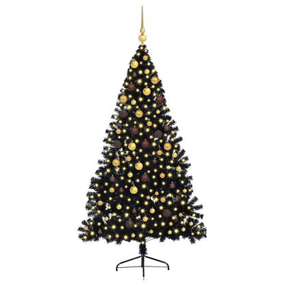 vidaXL Künstlicher vorbeleuchteter Weihnachtsbaum Schwarz 210 cm PVC