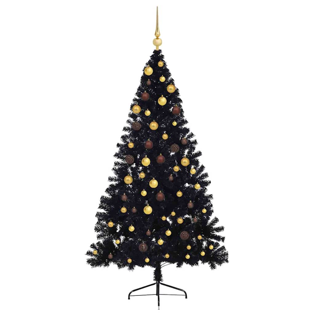 vidaXL Künstlicher vorbeleuchteter Weihnachtsbaum Schwarz 210 cm PVC