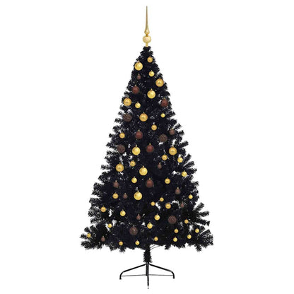 vidaXL Künstlicher vorbeleuchteter Weihnachtsbaum Schwarz 210 cm PVC