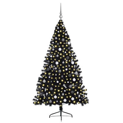 vidaXL Künstlicher vorbeleuchteter Weihnachtsbaum Schwarz 210 cm PVC
