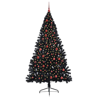 vidaXL Künstlicher vorbeleuchteter Weihnachtsbaum Schwarz 210 cm PVC