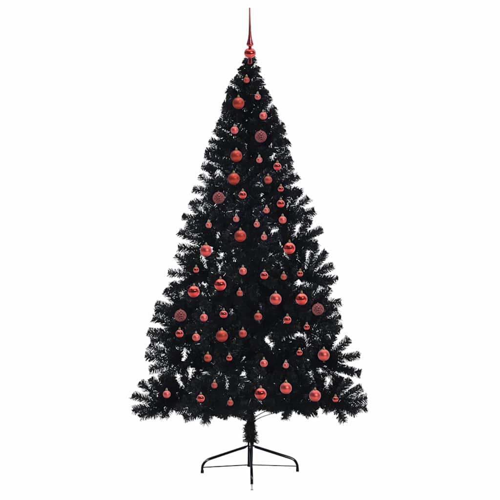 vidaXL Künstlicher vorbeleuchteter Weihnachtsbaum Schwarz 210 cm PVC