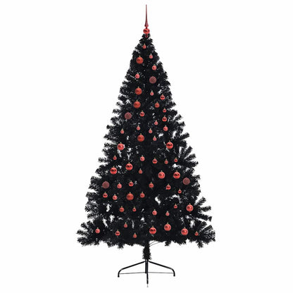 vidaXL Künstlicher vorbeleuchteter Weihnachtsbaum Schwarz 210 cm PVC
