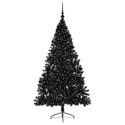 vidaXL Künstlicher vorbeleuchteter Weihnachtsbaum Schwarz 210 cm PVC